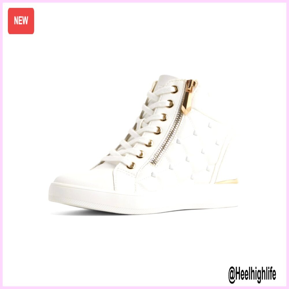 Wedge Sneakers With Metal Studs, 3-Inch Heel, Pillow Walk Comfort